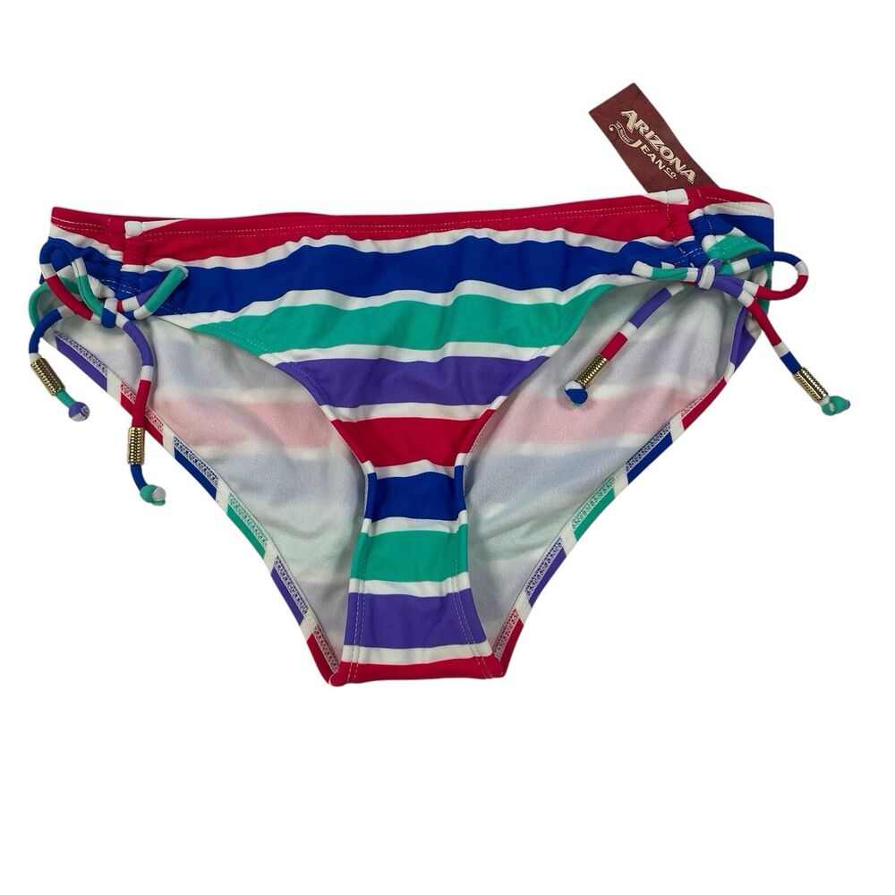 Arizona Jeans Co. Bikini Bottoms Stripes W/ Ties At The Hips Junior Size Large